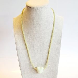 Handmade Necklace, Beaded Glass Heart Pendant Necklace